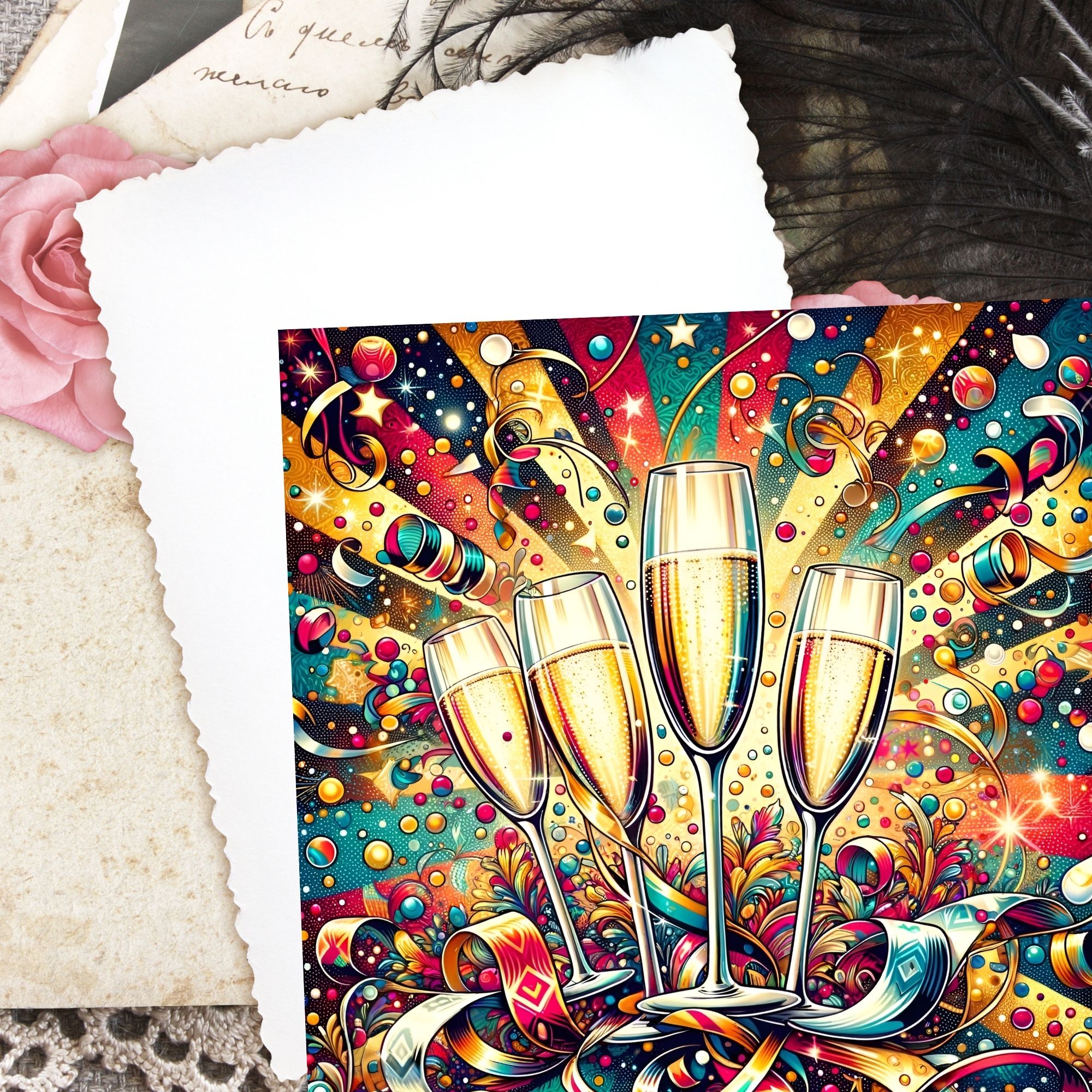 Colorful New Year Celebration Junk Journal & Scrapbook Digital Decorative Craft Paper - Image 8